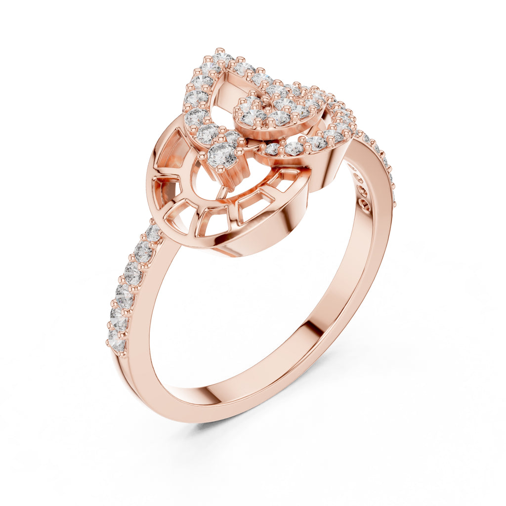 Lumina Leaf Statement Ring Rose Gold