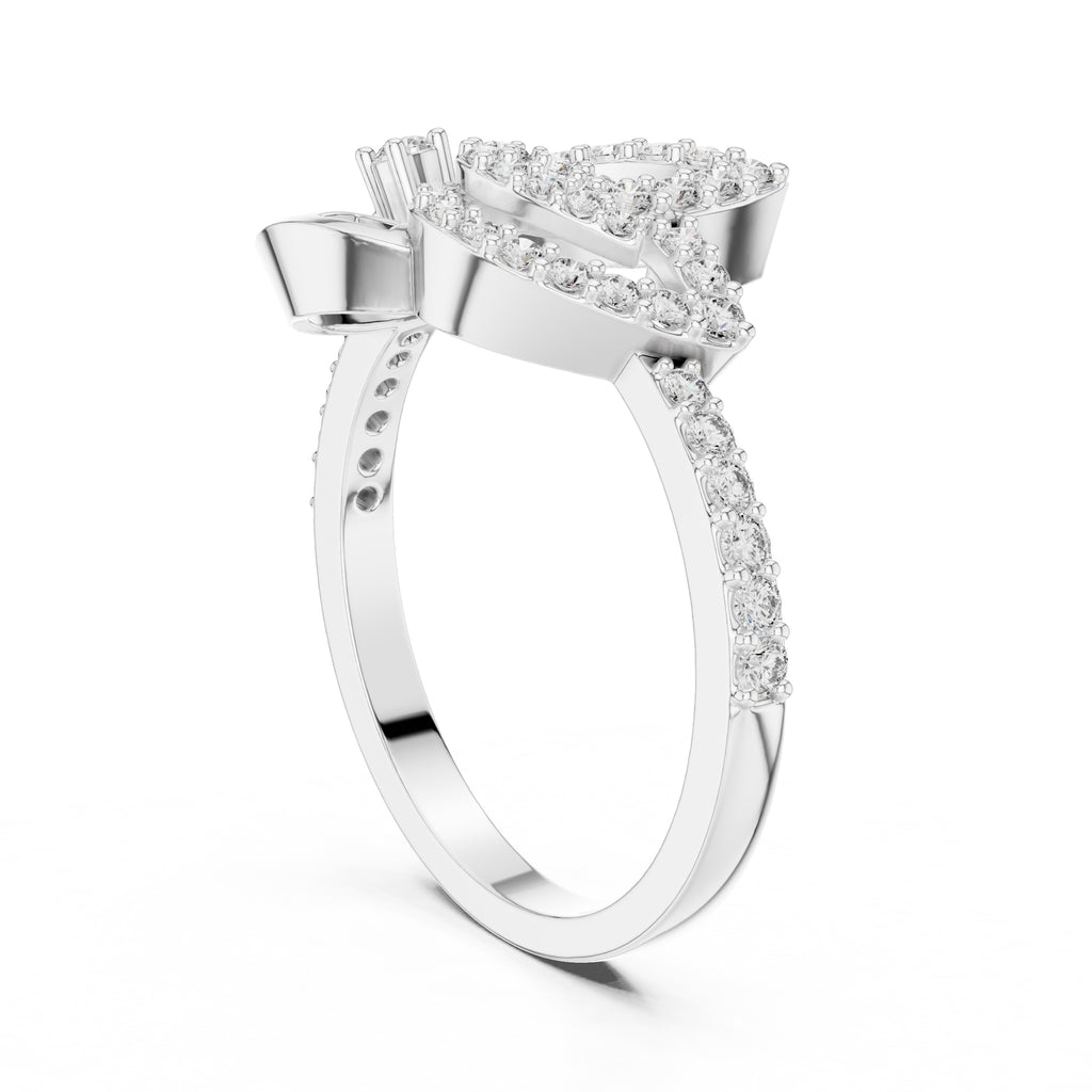 Lumina Leaf Statement Ring White Gold
