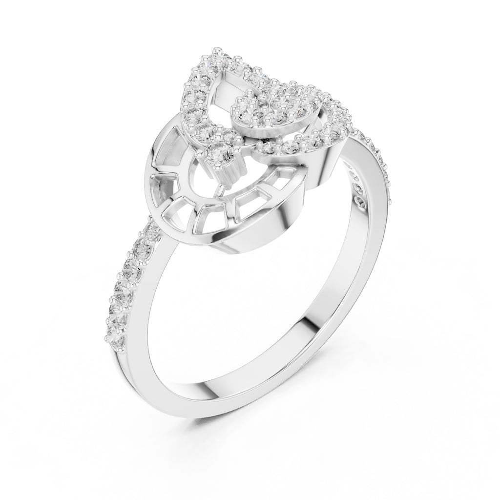 Lumina Leaf Statement Ring White Gold