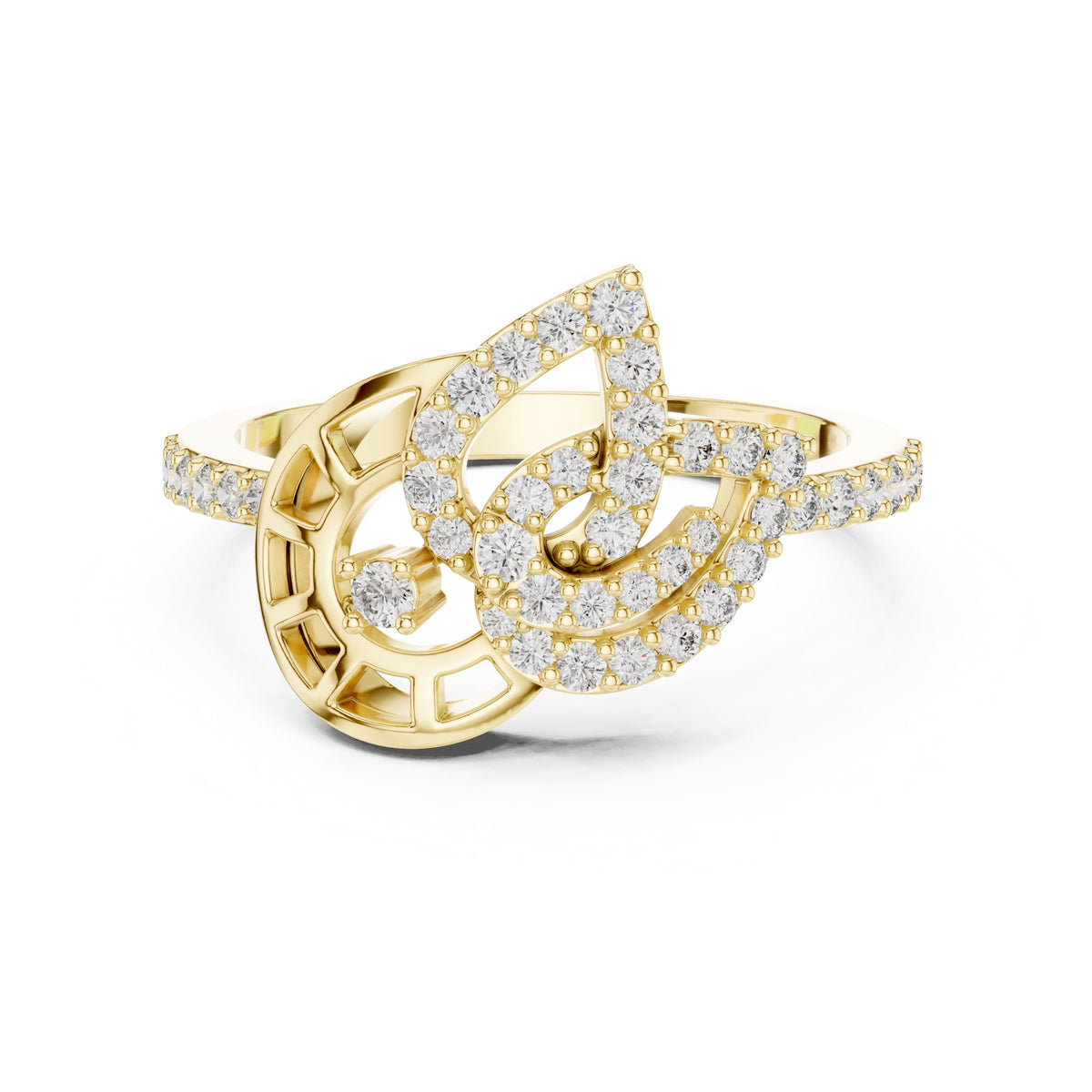Lumina Leaf Statement Ring Yellow Gold
