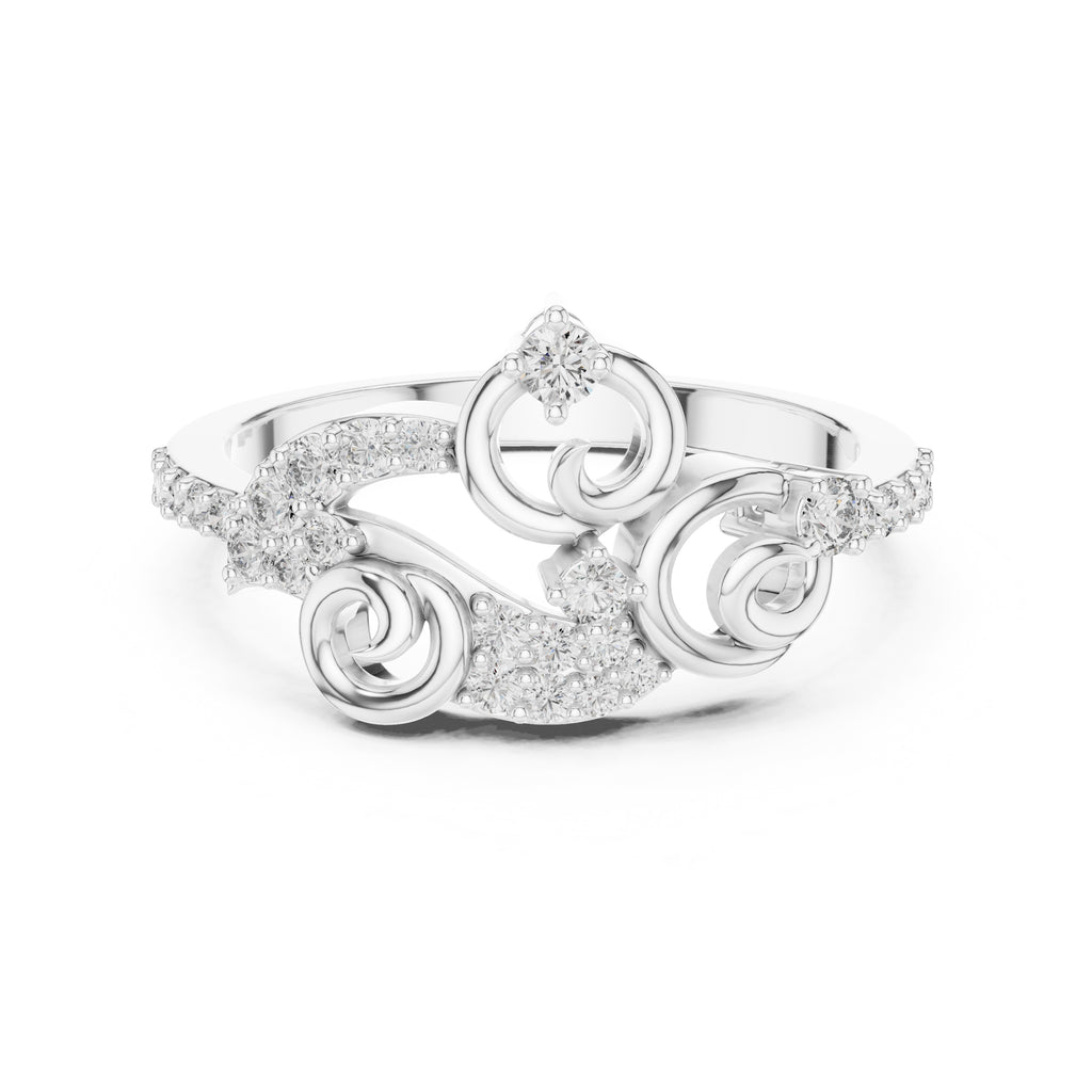 Filigree Swirl Statement Ring White Gold