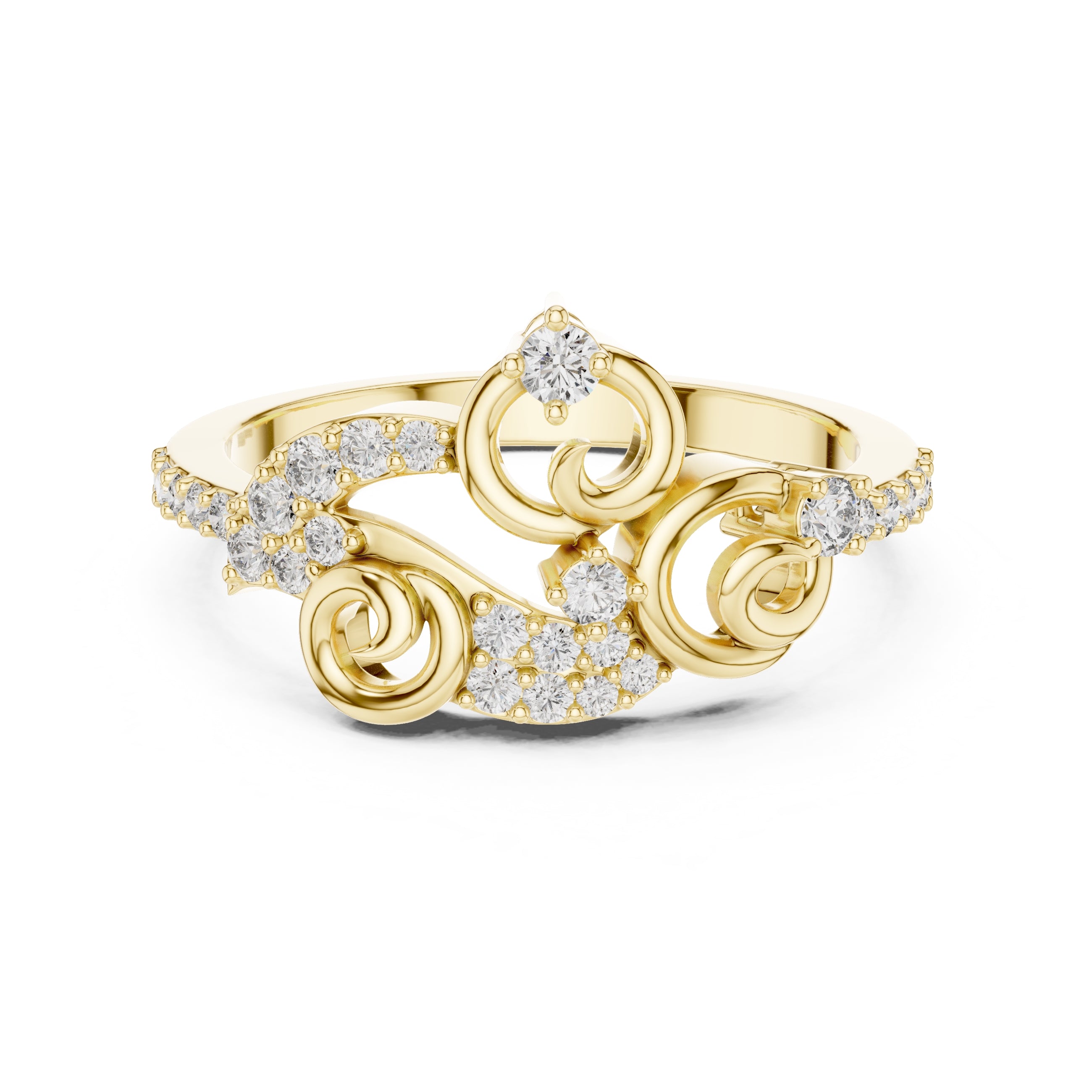 Filigree Swirl Statement Ring Yellow Gold