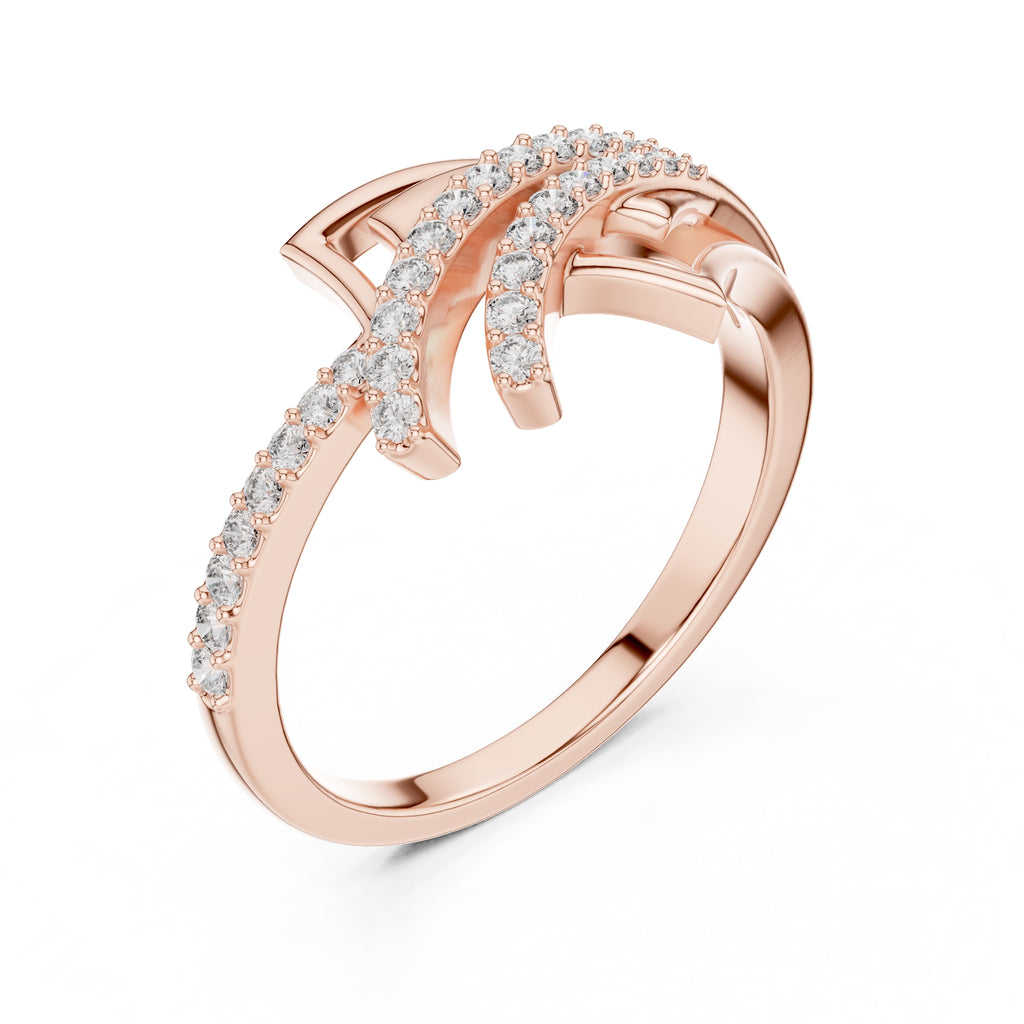 Asymmetric Ribbon Statement Ring Rose Gold