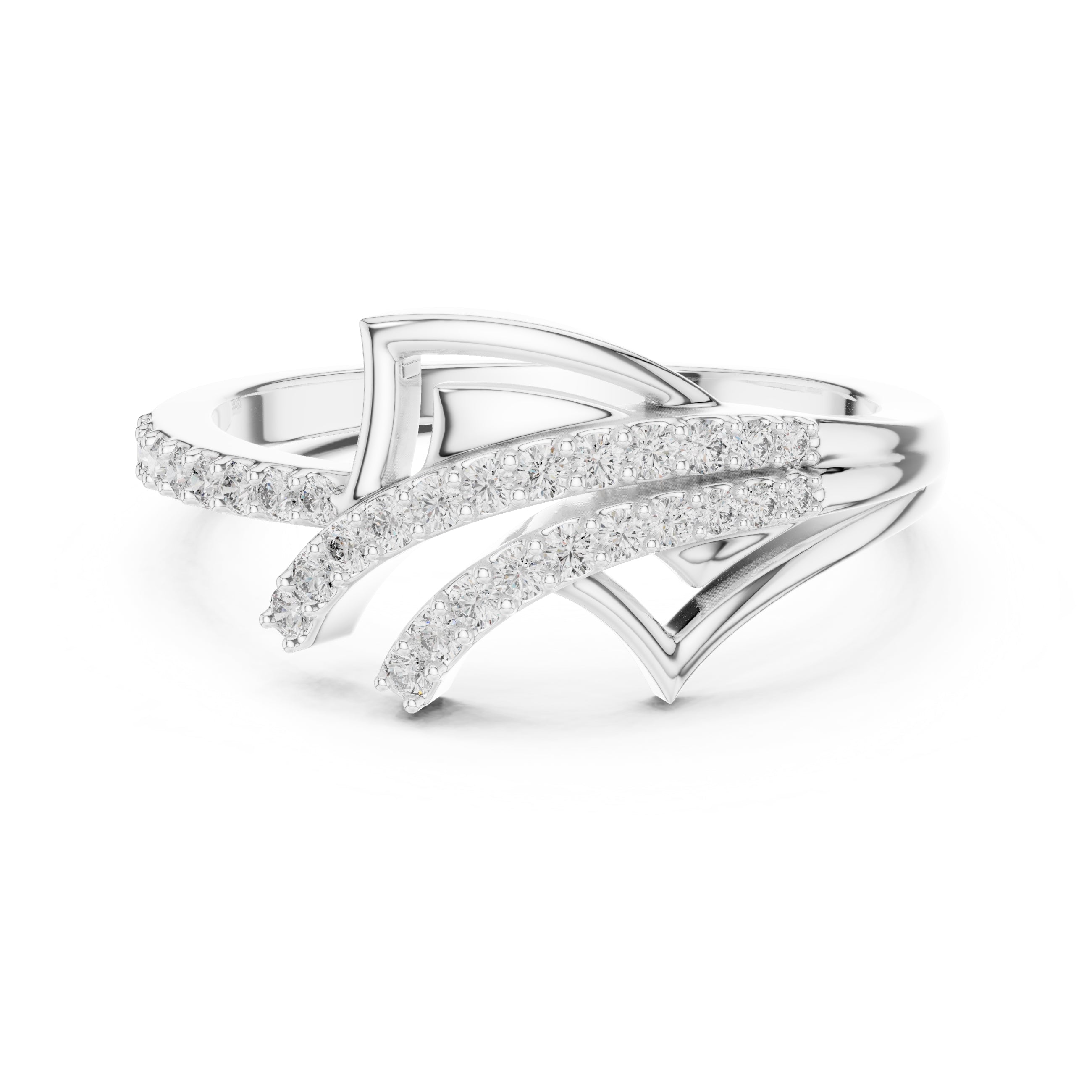 Asymmetric Ribbon Statement Ring White Gold