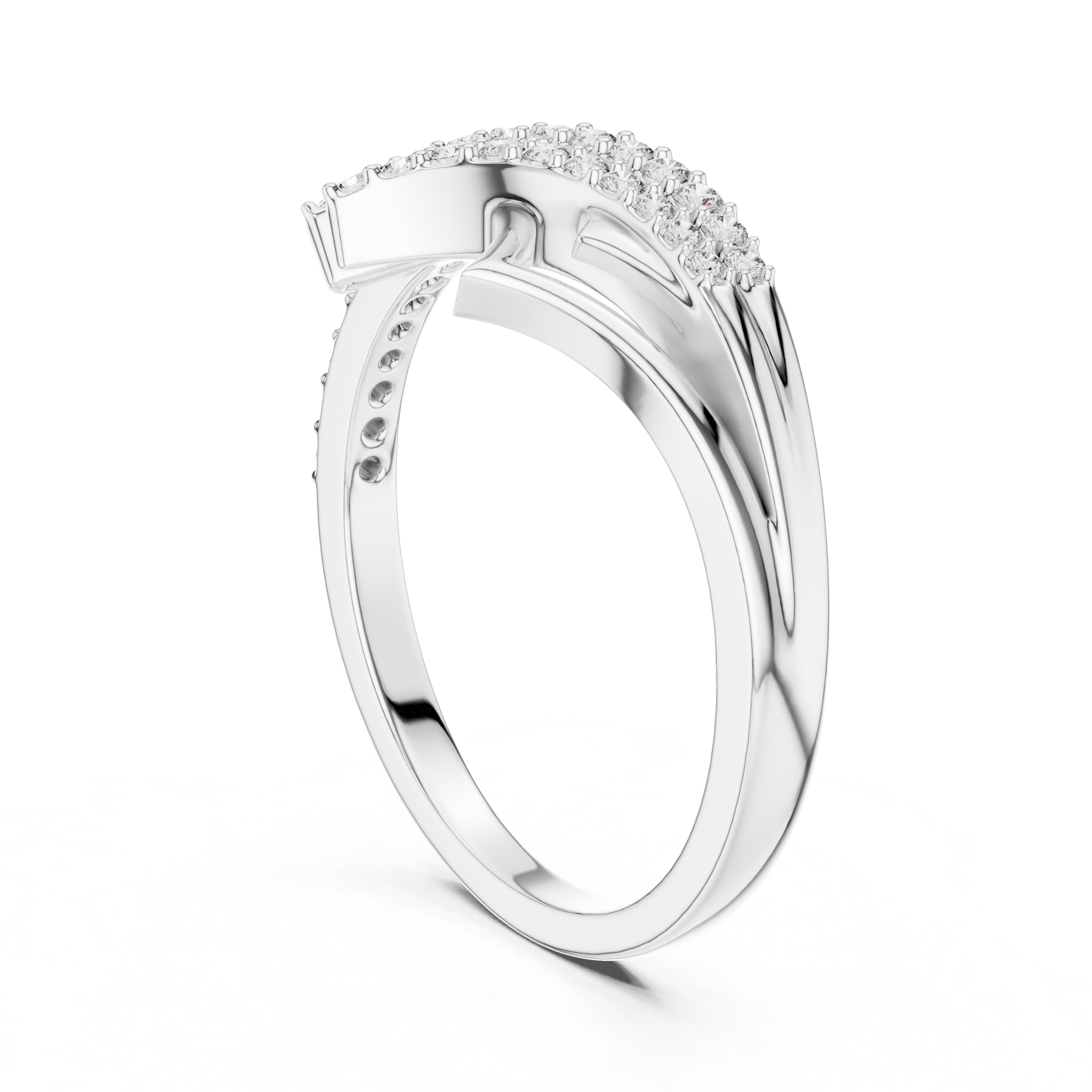 Asymmetric Ribbon Statement Ring White Gold