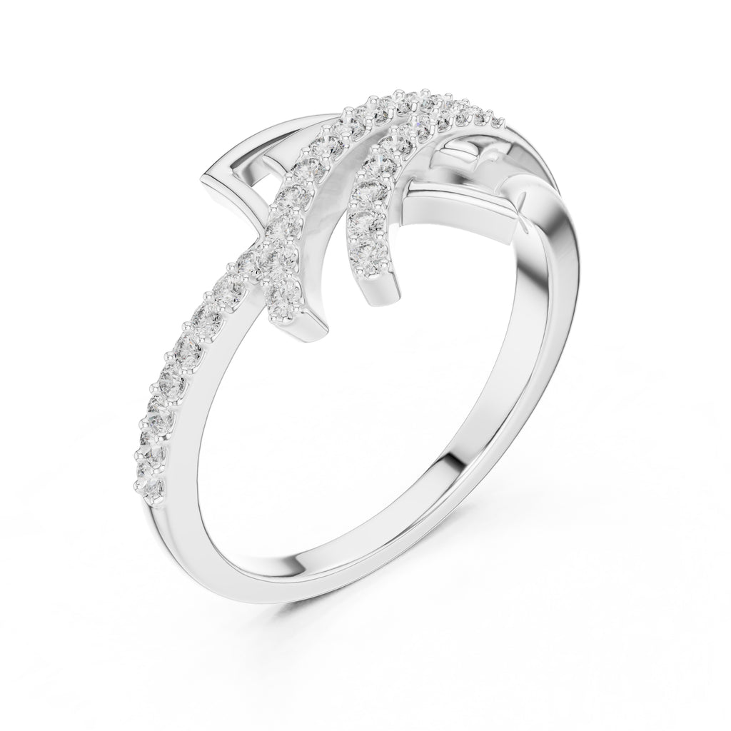 Asymmetric Ribbon Statement Ring White Gold