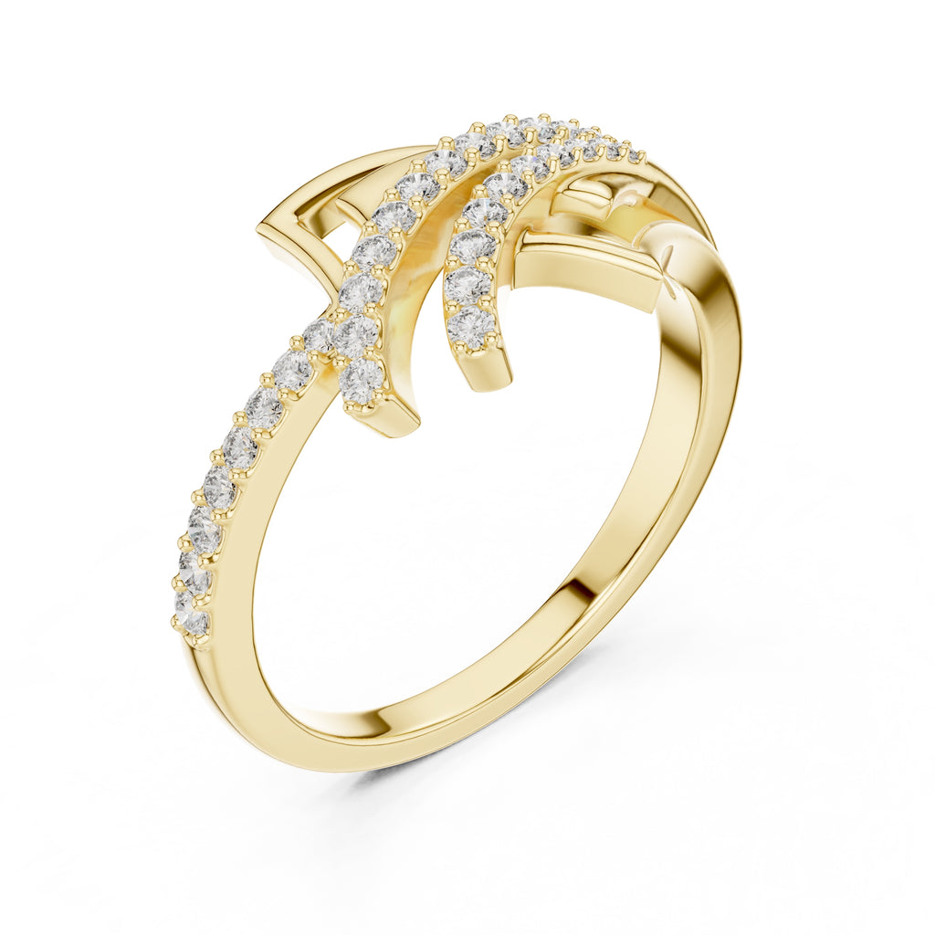 Asymmetric Ribbon Statement Ring Yellow Gold