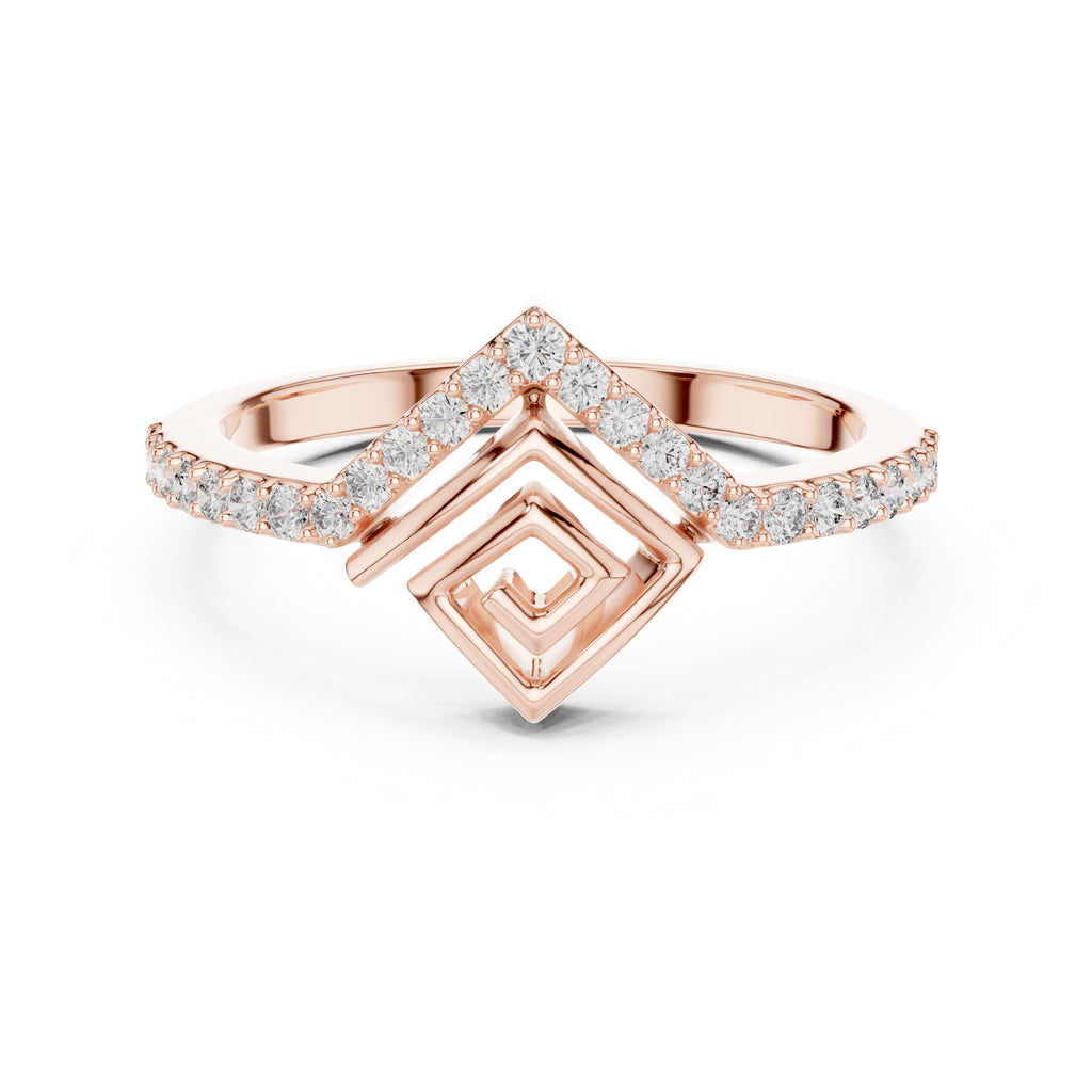 Vesta Chevron Statement Ring Rose Gold