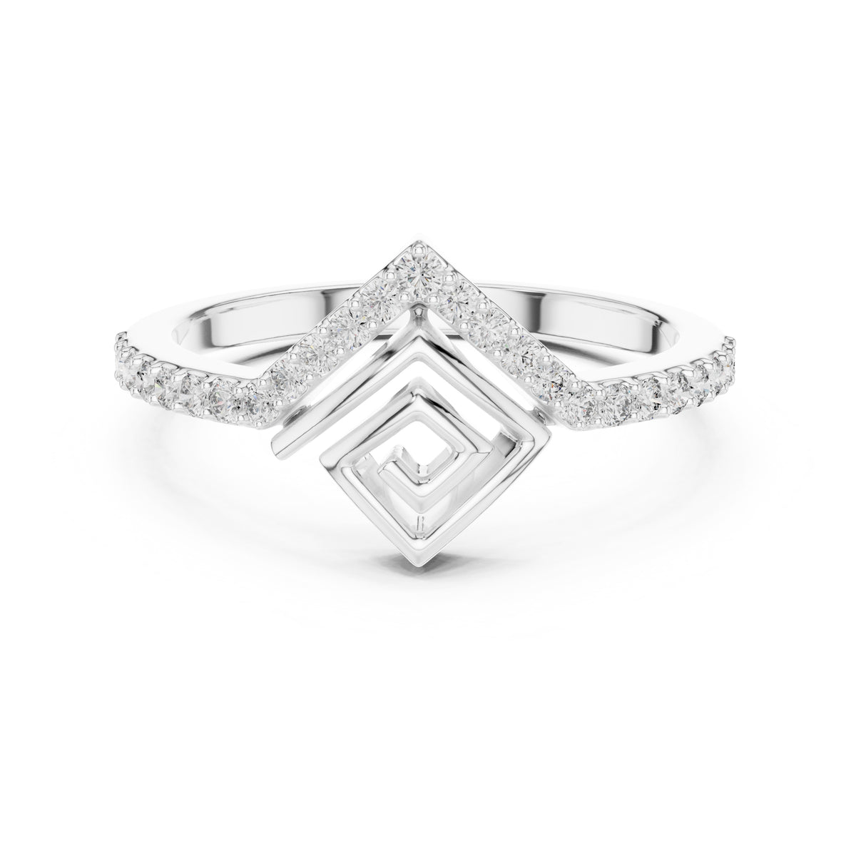 Vesta Chevron Statement Ring White Gold