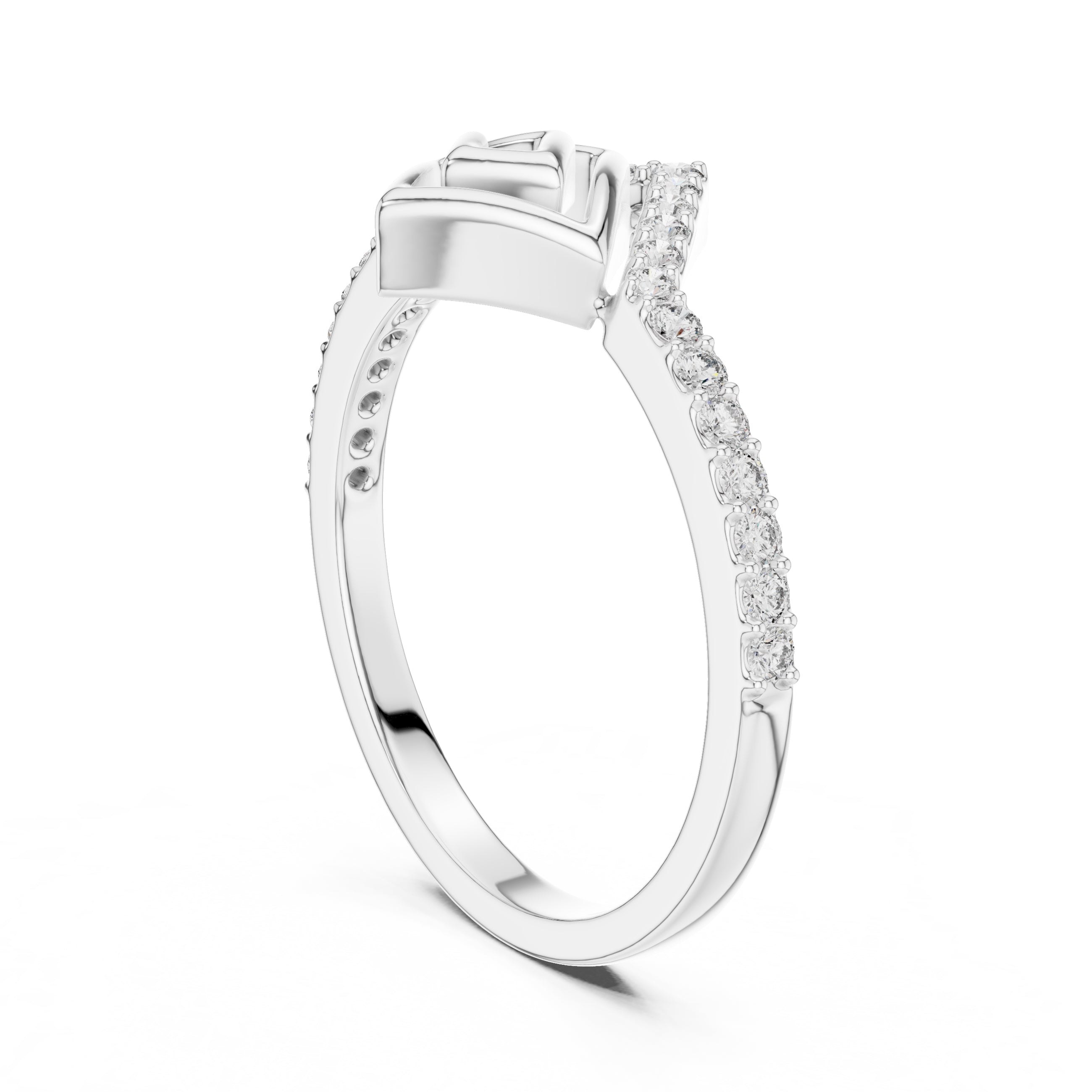 Vesta Chevron Statement Ring White Gold