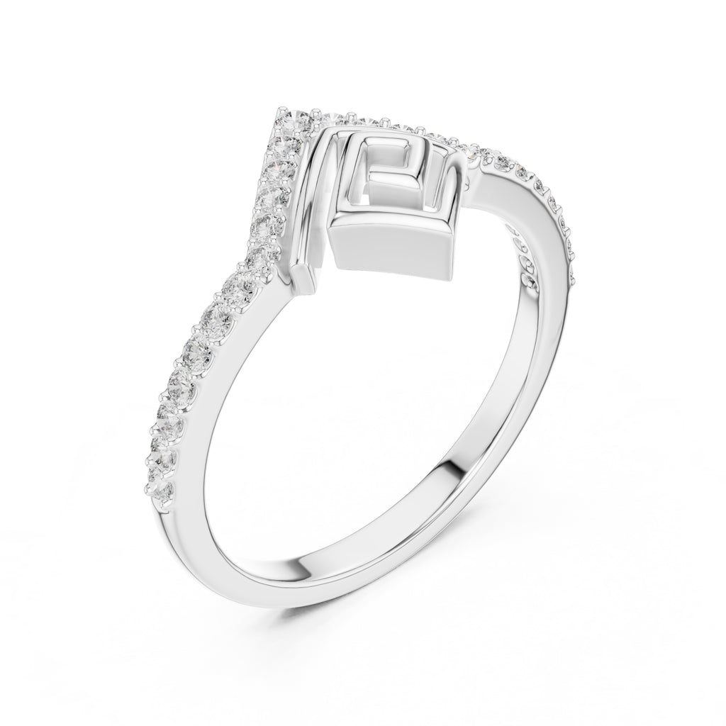 Vesta Chevron Statement Ring White Gold