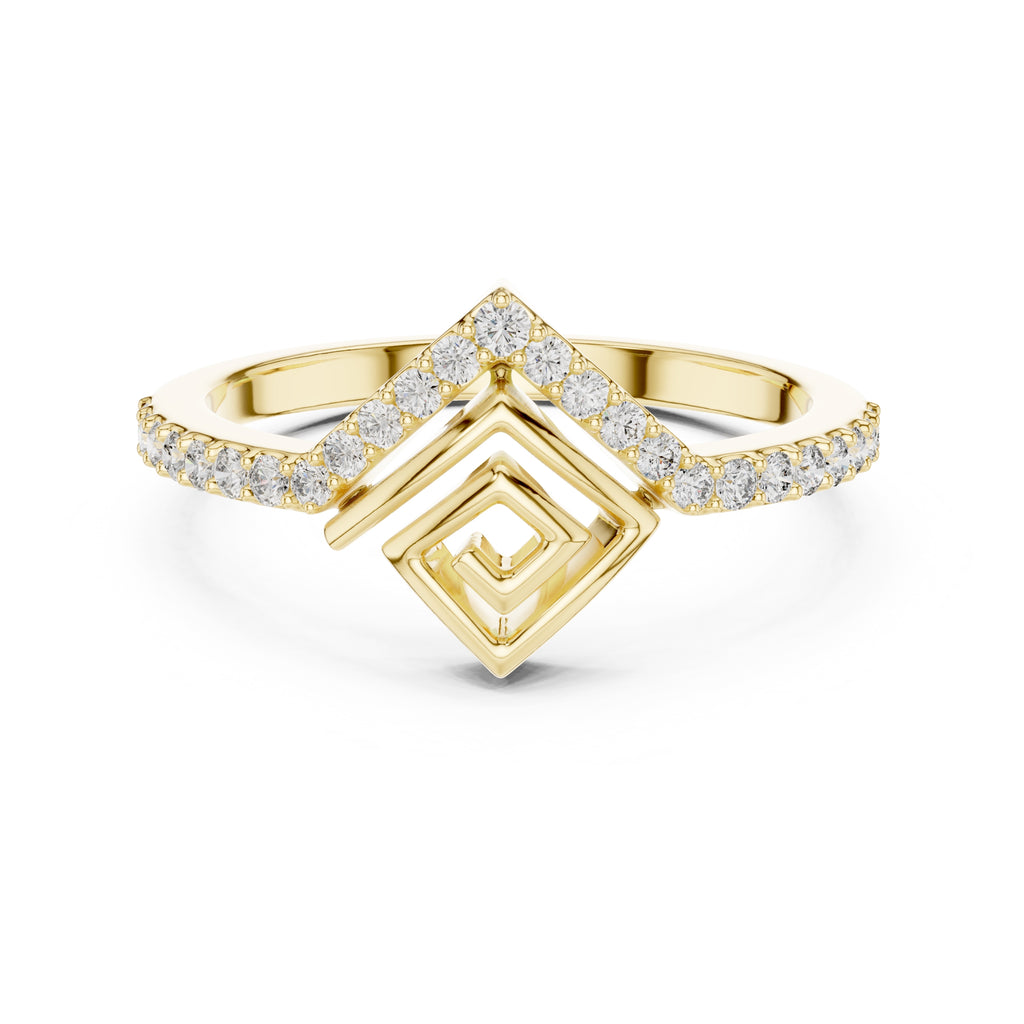 Vesta Chevron Statement Ring Yellow Gold