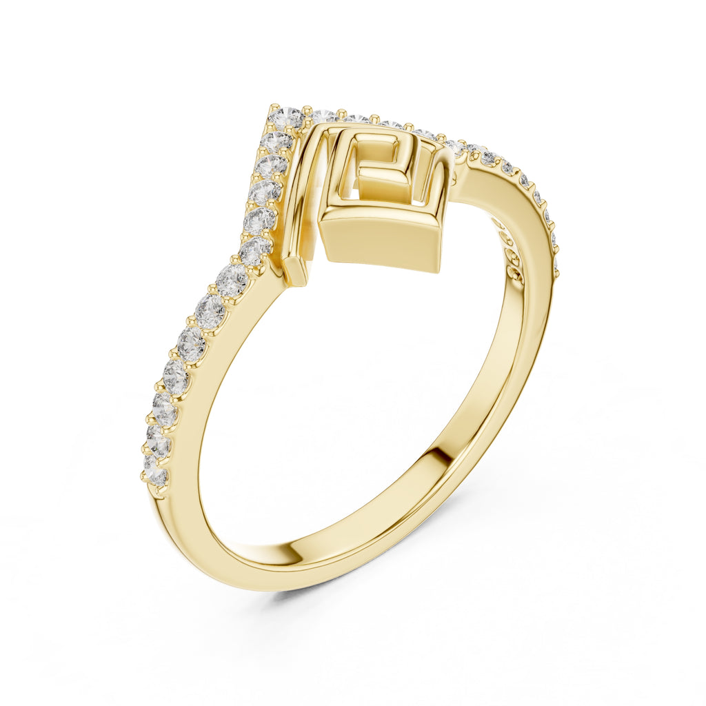 Vesta Chevron Statement Ring Yellow Gold