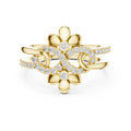 Dual Blossom Statement Ring Yellow Gold