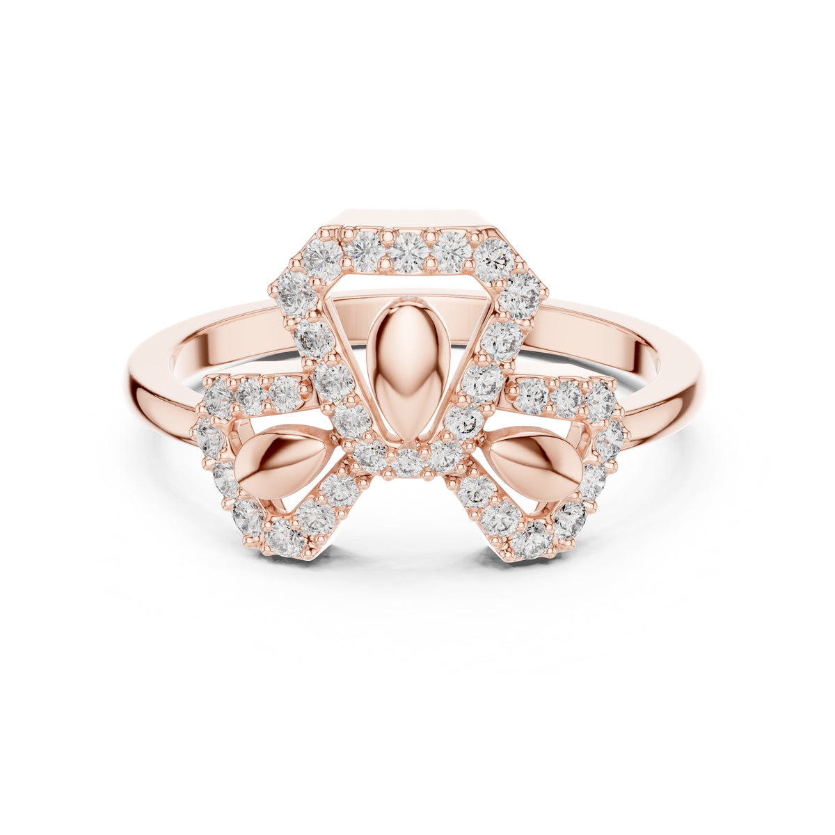 Teardrop Bow Statement Ring Rose Gold
