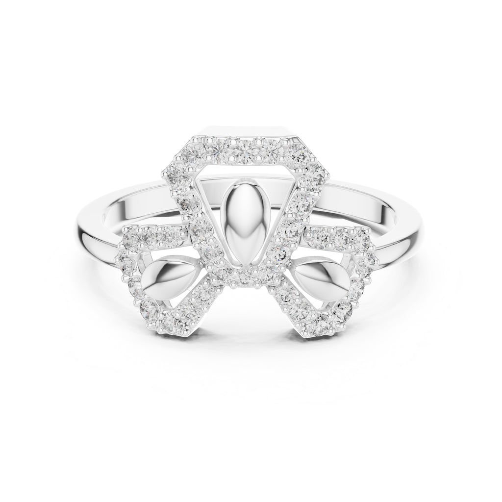 Teardrop Bow Statement Ring White Gold