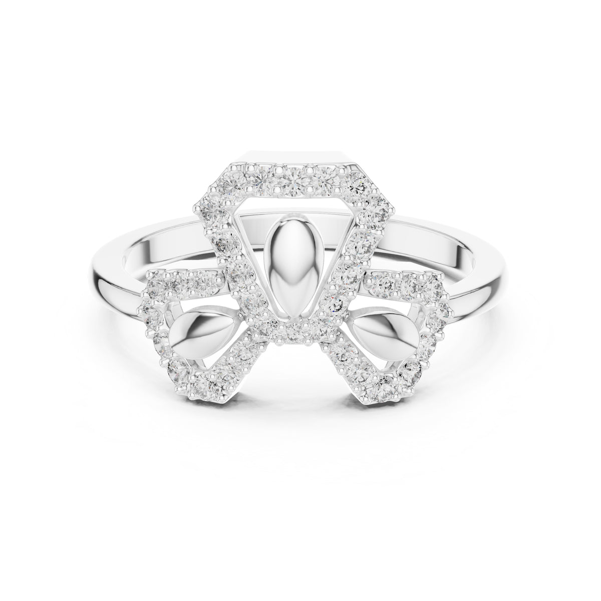 Teardrop Bow Statement Ring White Gold
