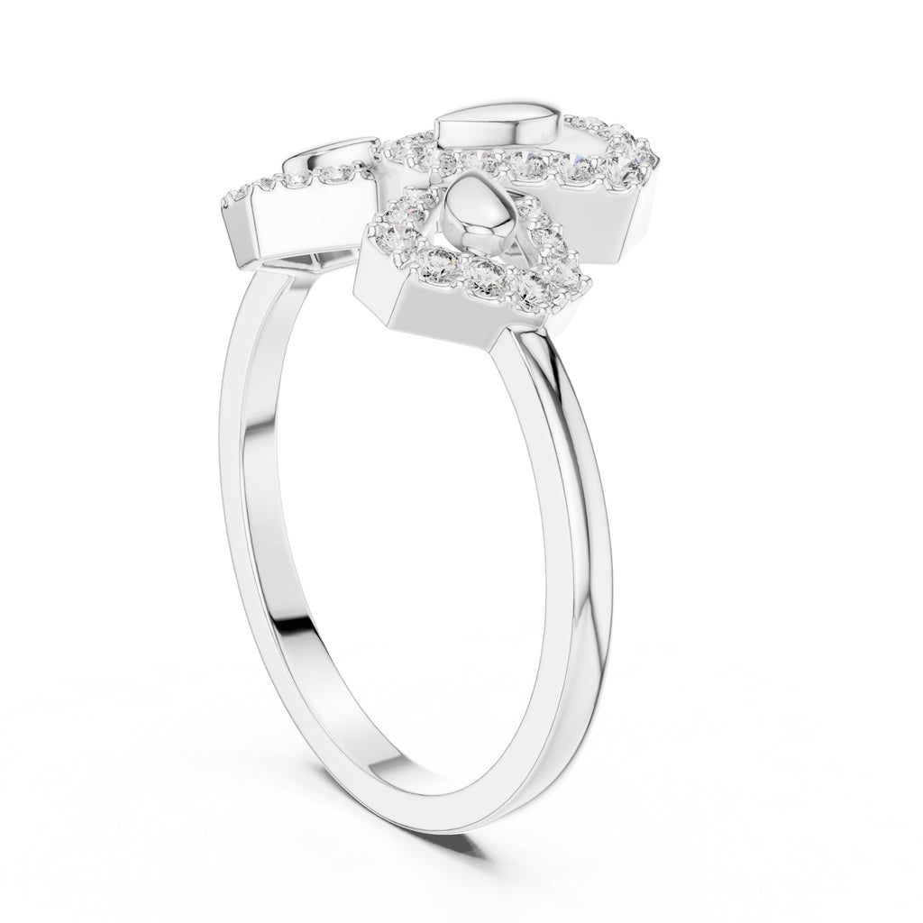 Teardrop Bow Statement Ring White Gold
