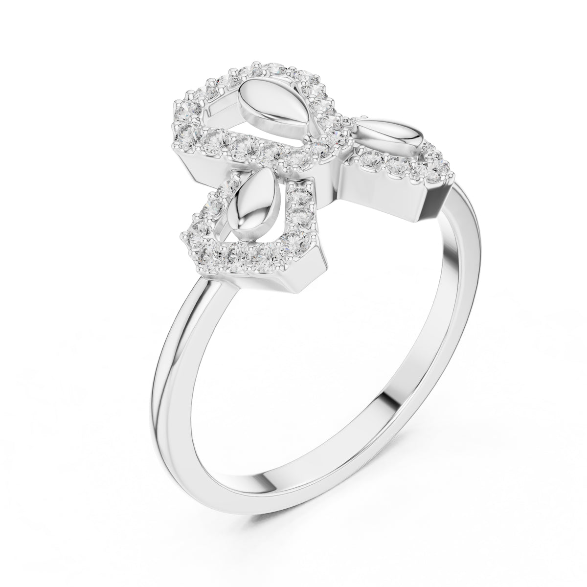 Teardrop Bow Statement Ring White Gold
