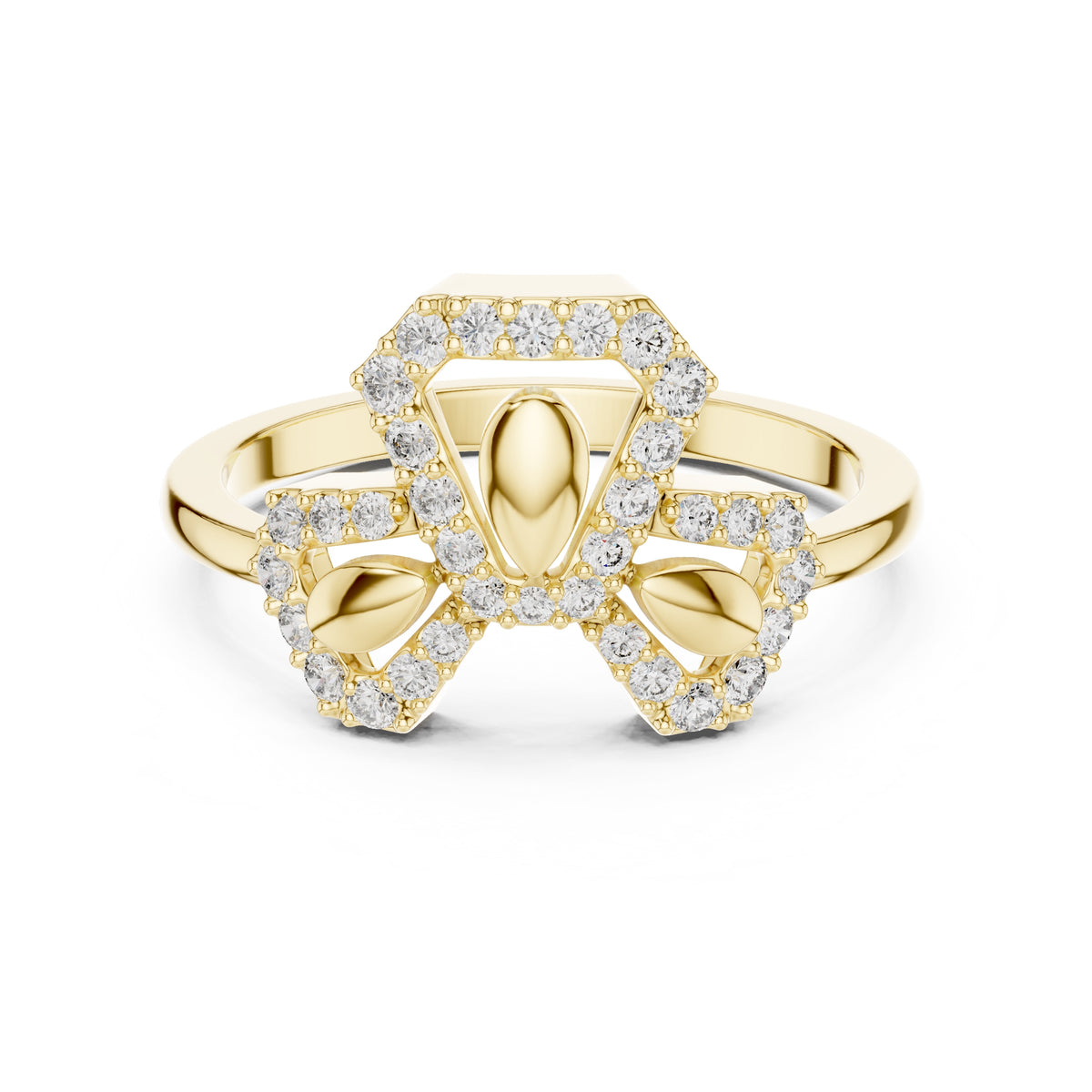 Teardrop Bow Statement Ring Yellow Gold