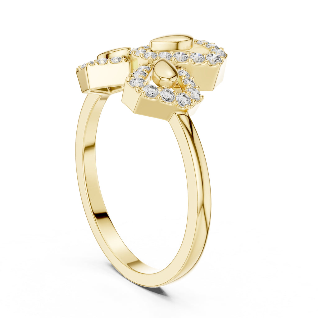 Teardrop Bow Statement Ring Yellow Gold