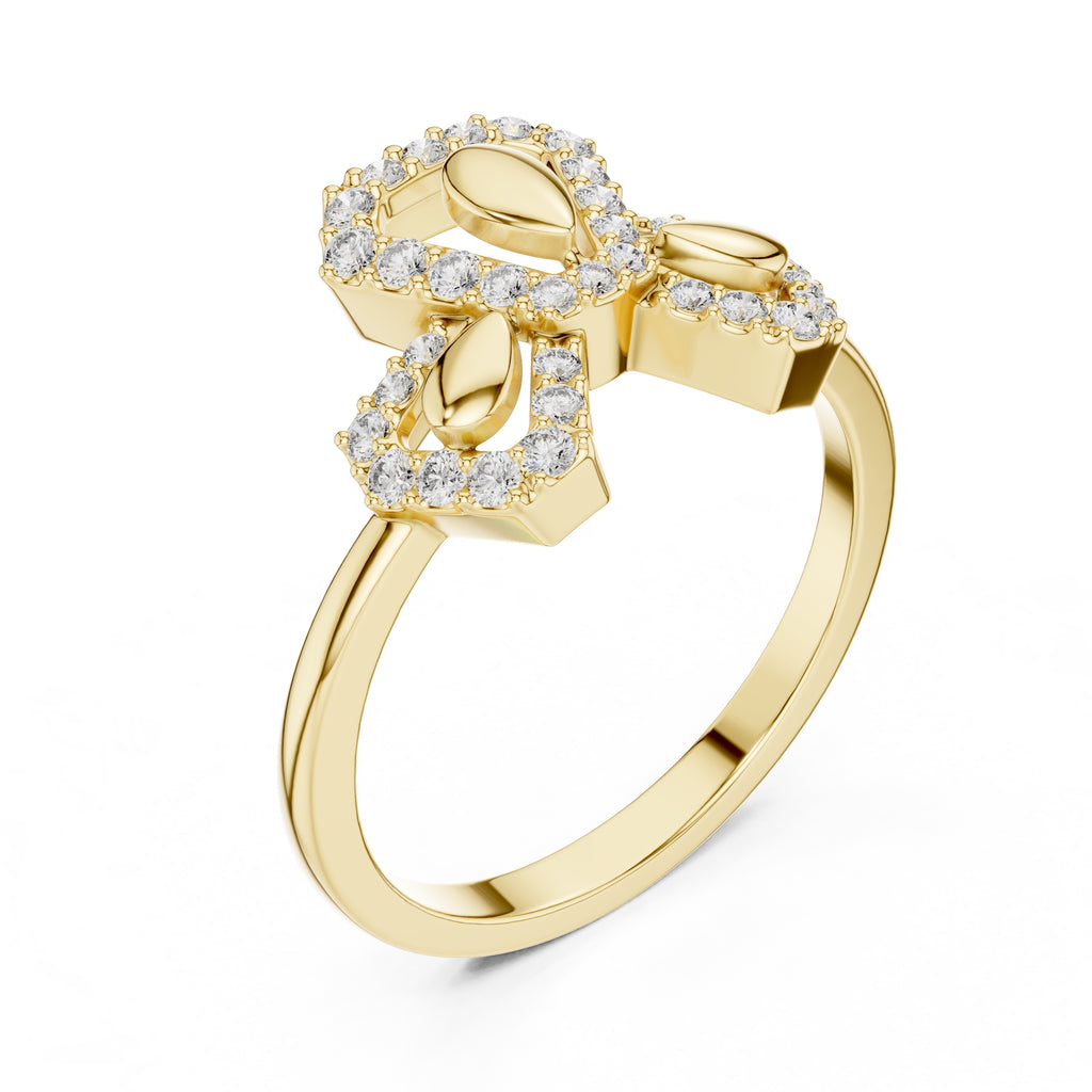 Teardrop Bow Statement Ring Yellow Gold