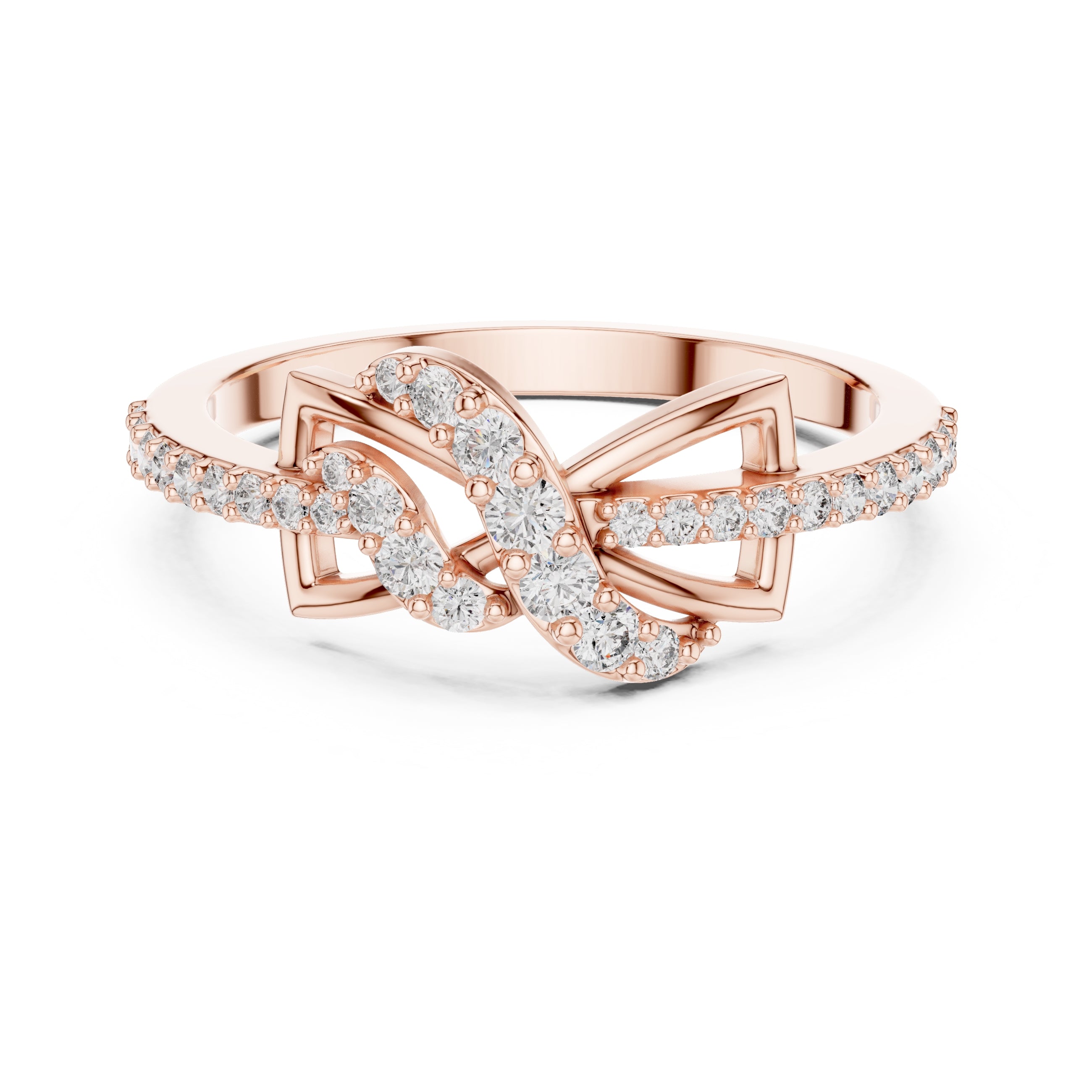 Geometric Ribbon Statement Ring Rose Gold