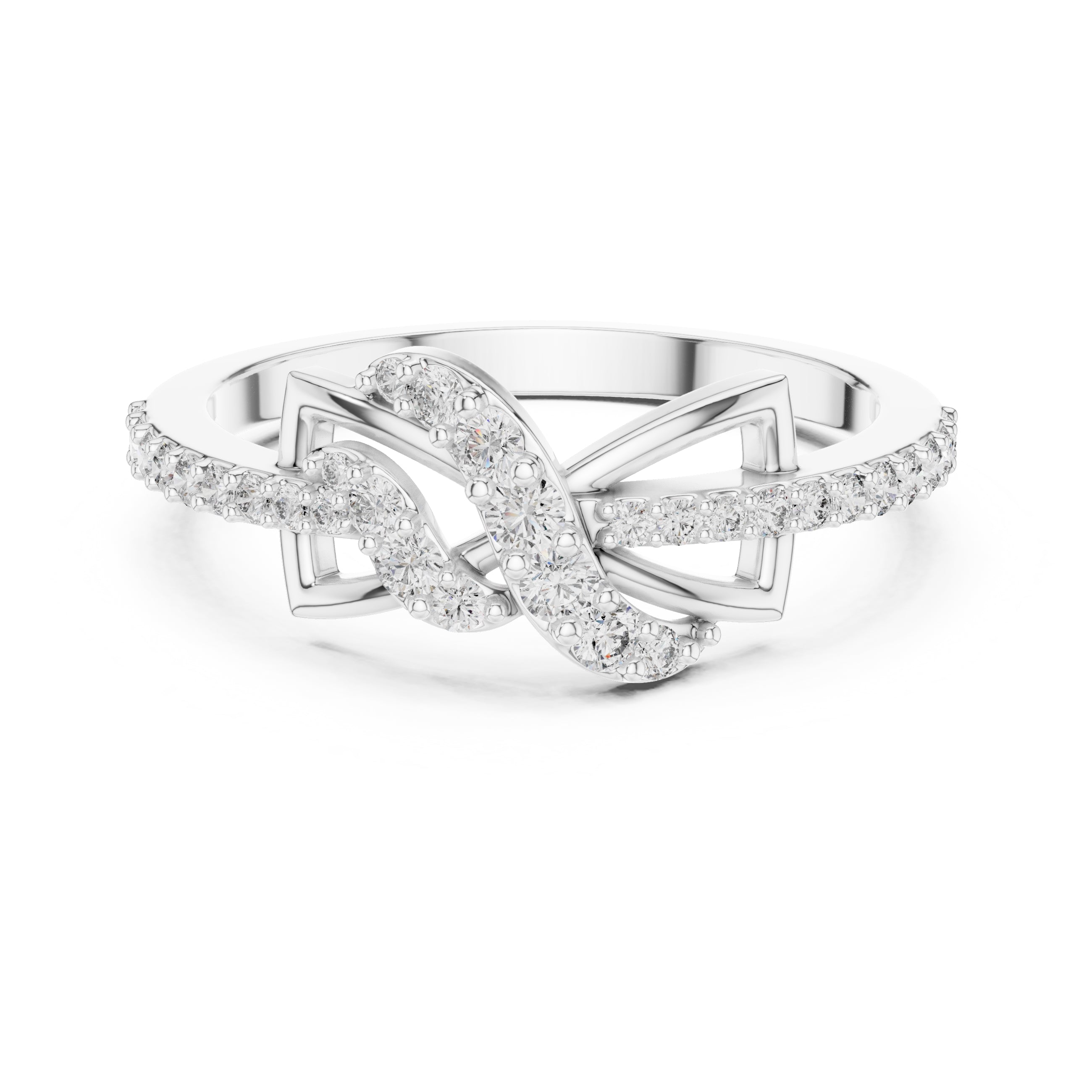 Geometric Ribbon Statement Ring White Gold