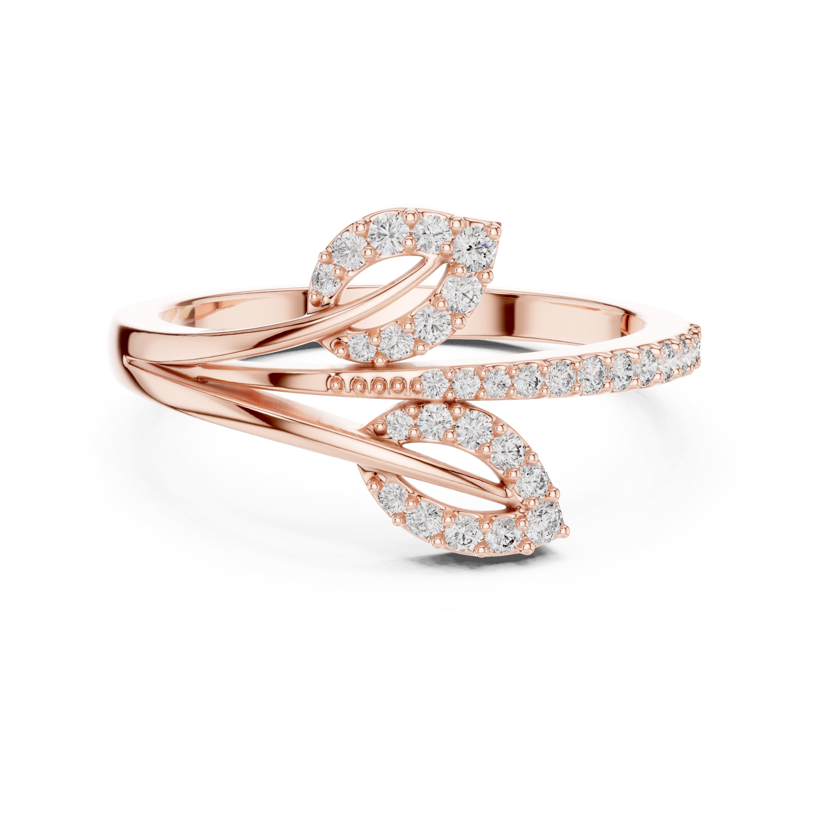 Botanical Leaf Statement Ring Rose Gold