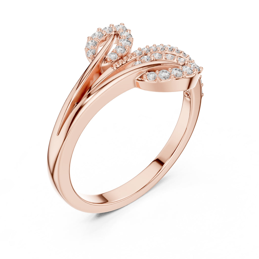 Botanical Leaf Statement Ring Rose Gold