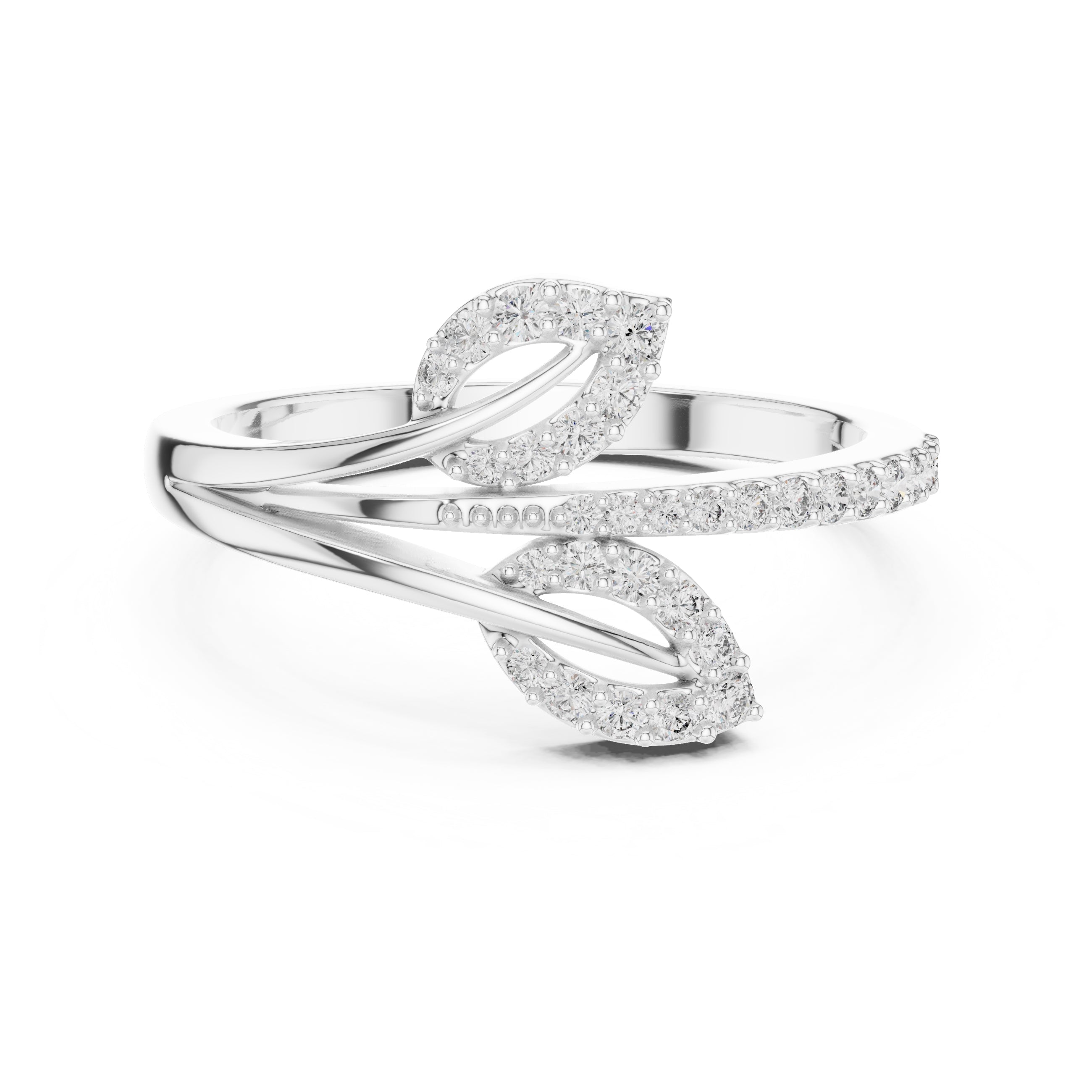 Botanical Leaf Statement Ring White Gold