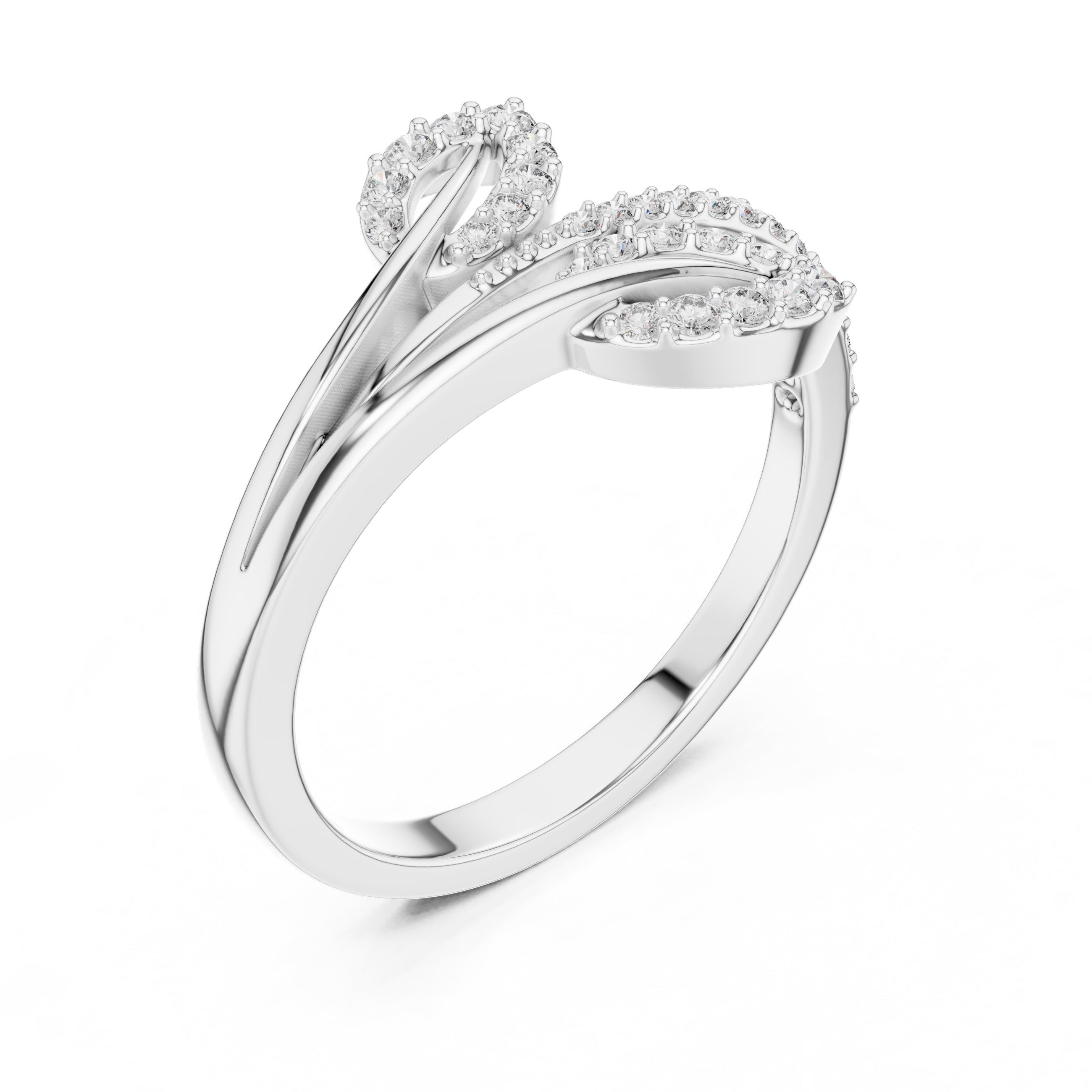 Botanical Leaf Statement Ring White Gold