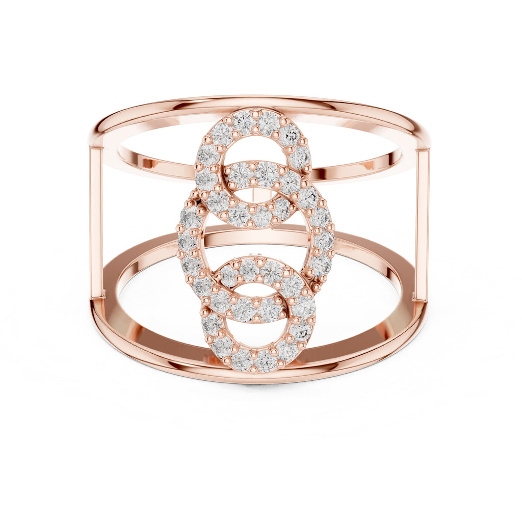 Interlocking Halo Cuff Ring Rose Gold