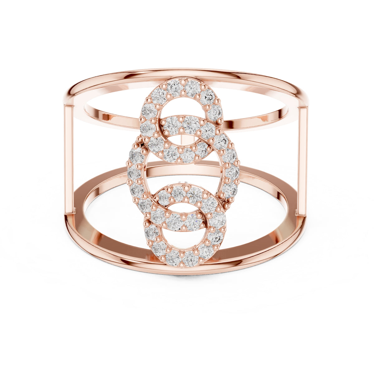 Interlocking Halo Cuff Ring Rose Gold