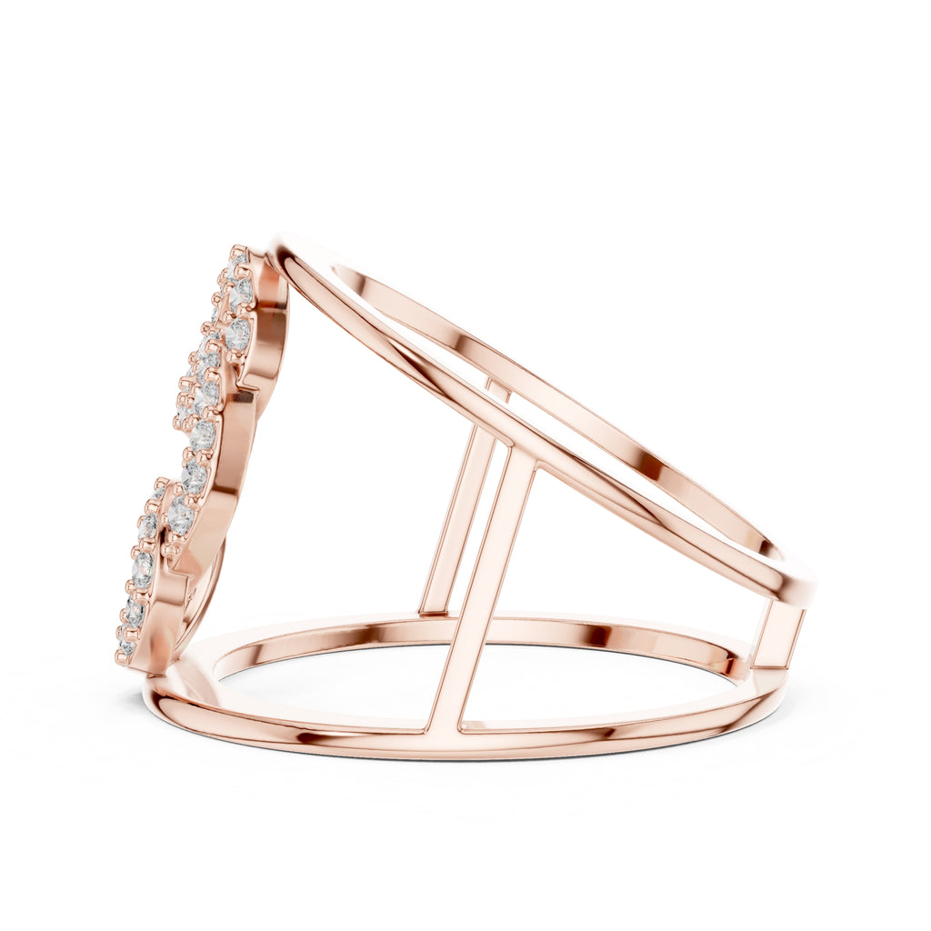 Interlocking Halo Cuff Ring Rose Gold