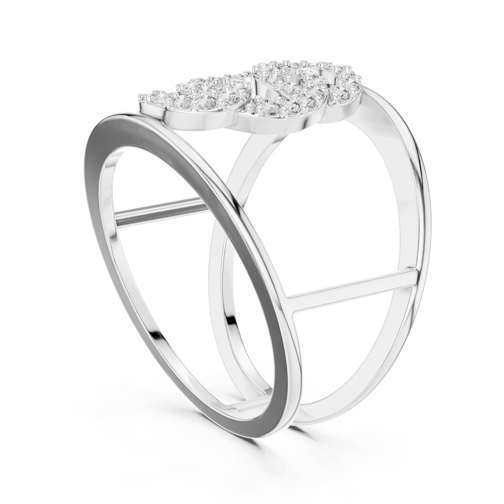 Interlocking Halo Cuff Ring White Gold