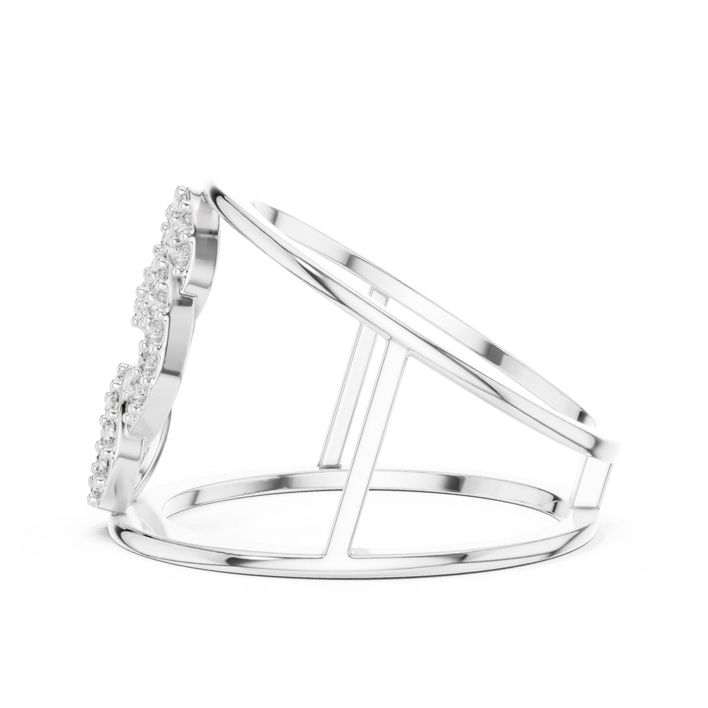 Interlocking Halo Cuff Ring White Gold