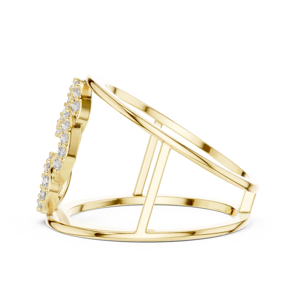 Interlocking Halo Cuff Ring Yellow Gold