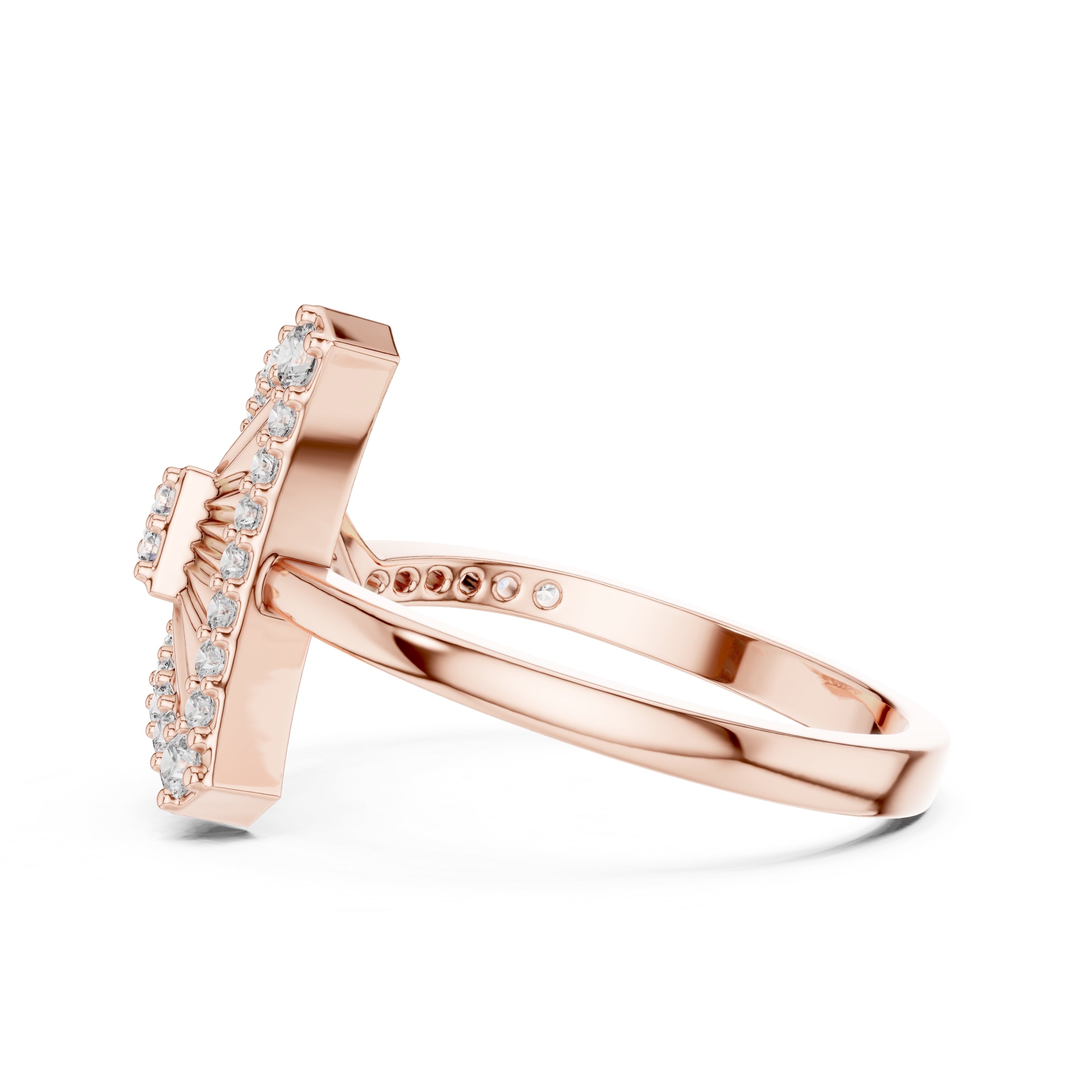 Pyramid Sunburst Statement Ring Rose Gold