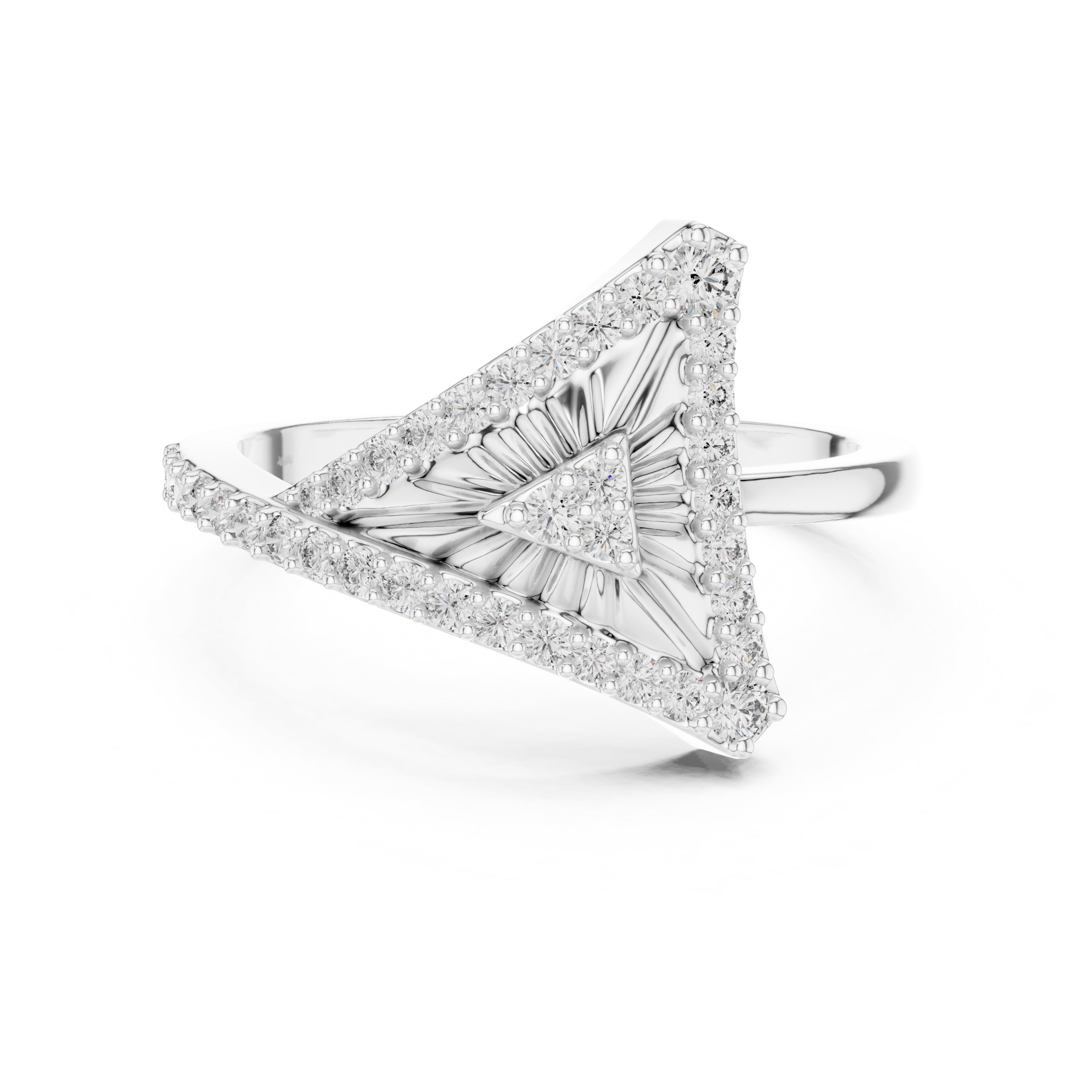 Pyramid Sunburst Statement Ring White Gold