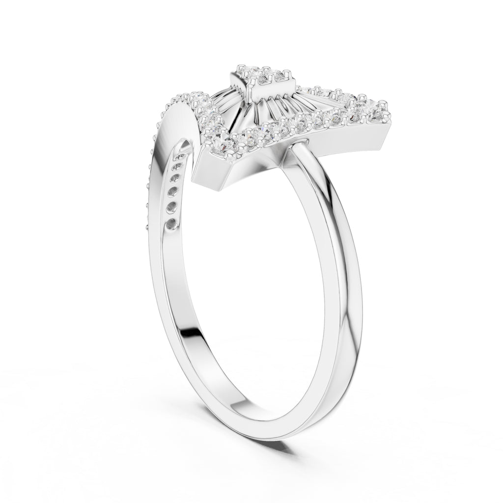 Pyramid Sunburst Statement Ring White Gold