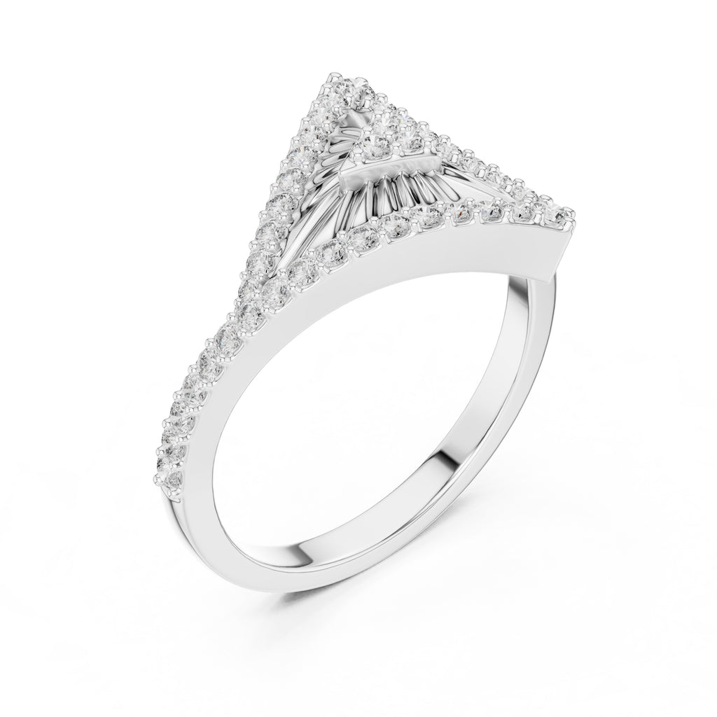 Pyramid Sunburst Statement Ring White Gold