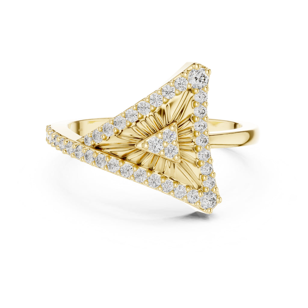 Pyramid Sunburst Statement Ring Yellow Gold