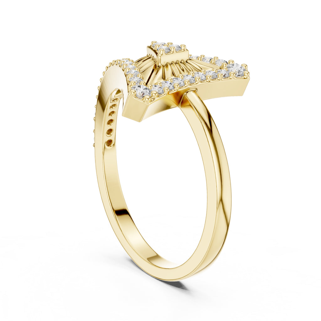 Pyramid Sunburst Statement Ring Yellow Gold