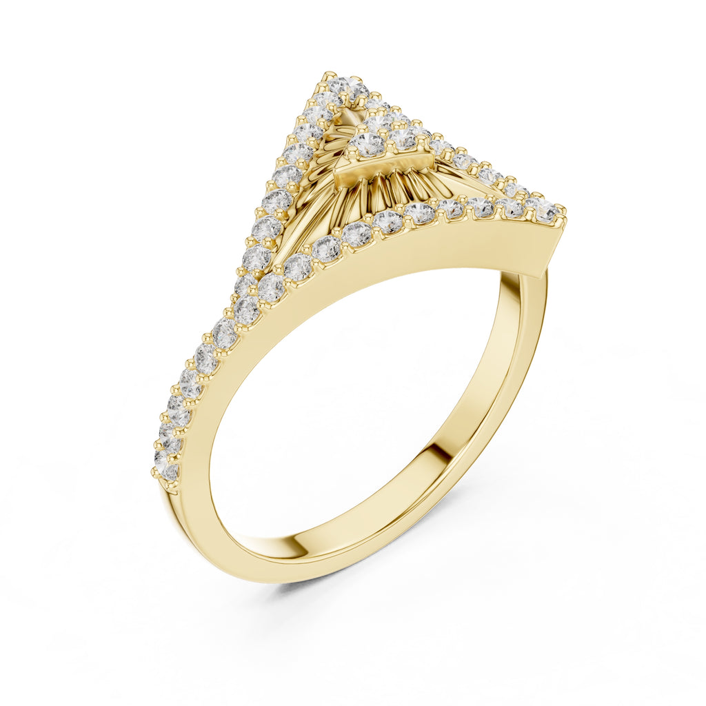 Pyramid Sunburst Statement Ring Yellow Gold