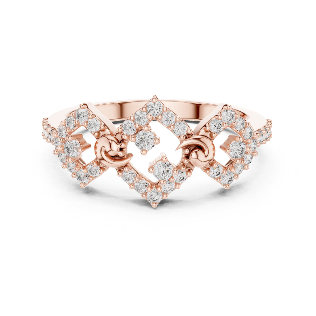 Rhombus Flourish Statement Ring Rose Gold
