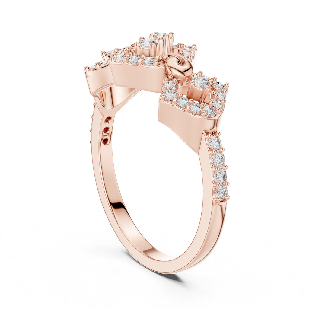 Rhombus Flourish Statement Ring Rose Gold