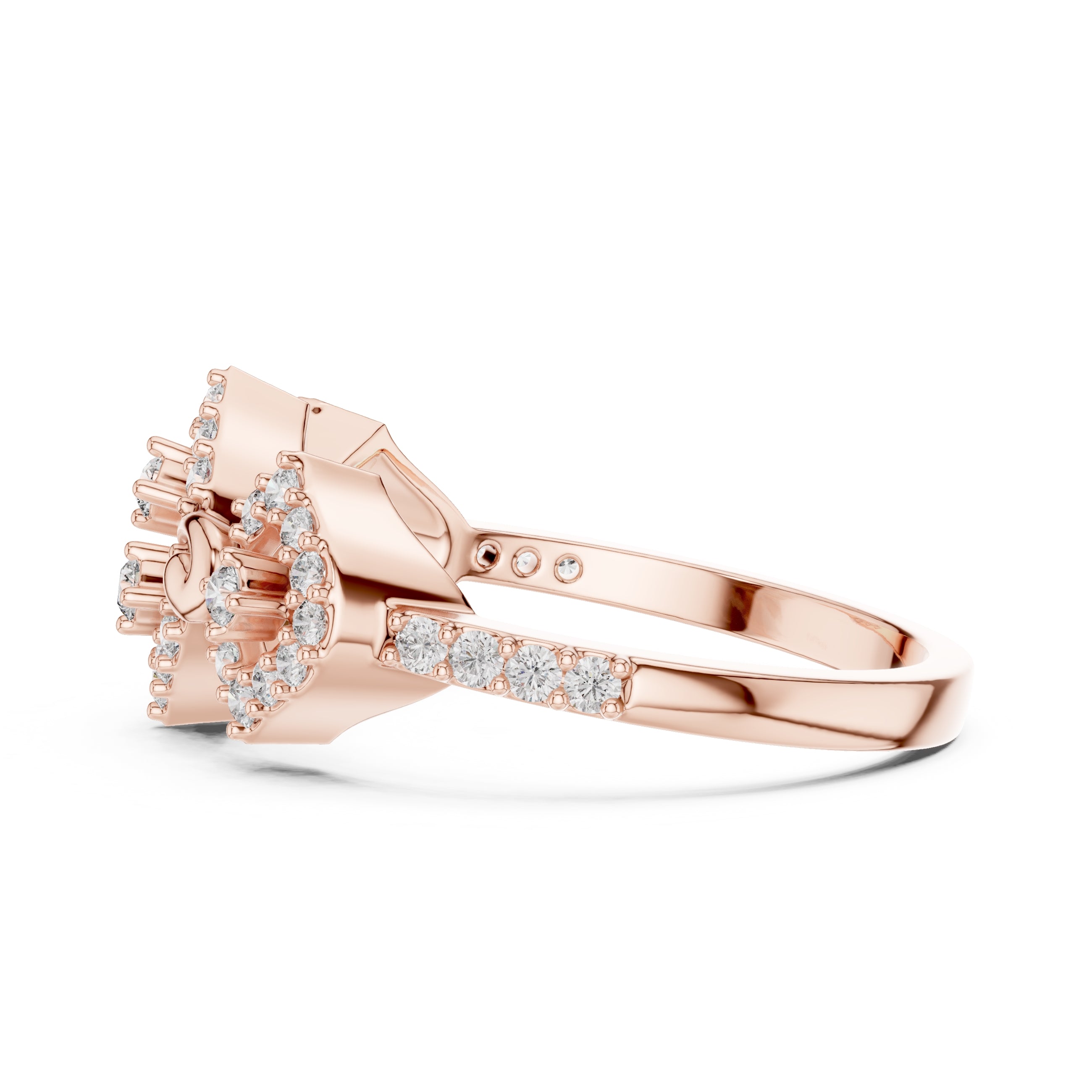 Rhombus Flourish Statement Ring Rose Gold