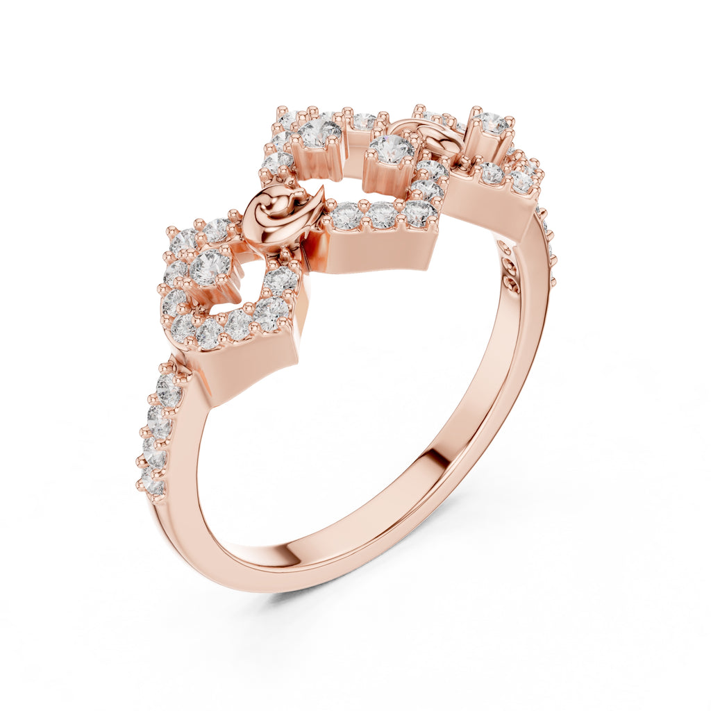Rhombus Flourish Statement Ring Rose Gold