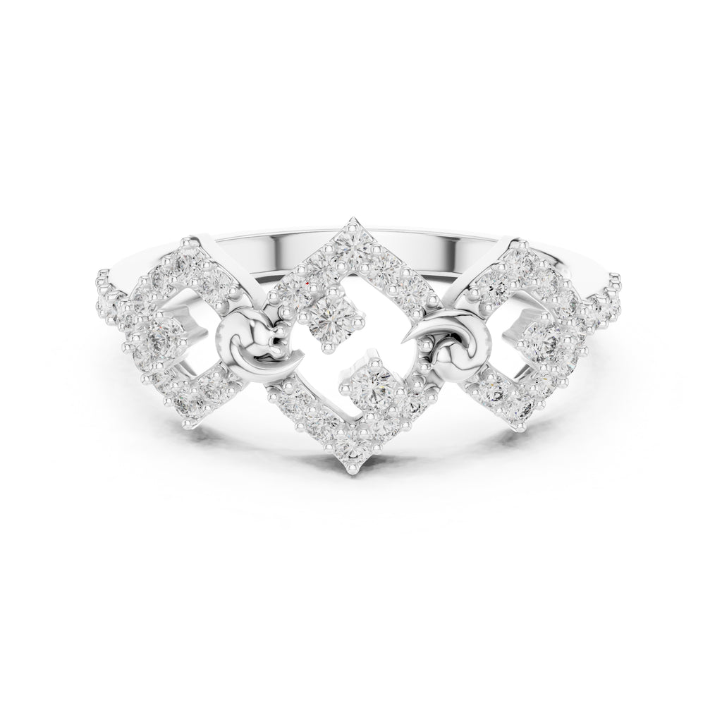 Rhombus Flourish Statement Ring White Gold